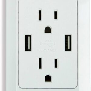 Dual USB, 1/2 Hot Duplex Outlet Receptacle